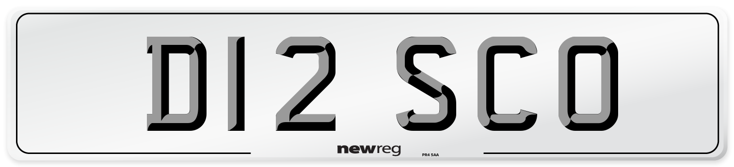 D12 SCO Number Plate from New Reg
